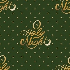 O Holy Night with Christmas Stars on Green