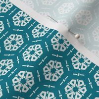 Teal and White Hexagon Geometric Trellis With Benjamin Moore Paint Colors: Caribbean Blue Water (2055-30) and Ice Mist (OC-67) - Mini