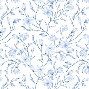 Blue watercolor floral  in vintage style