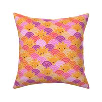 Groovy Kawaii summer sunshine smileys - waves and sun cute kids design bright pink purple orange girls palette