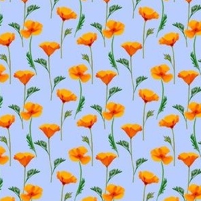 1.5” California Poppies on Periwinkle Blue