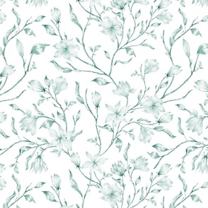 Emerald watercolor floral in vintage style  
