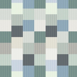 Traditional Quilted Check geometric in coastal blue and emerald green