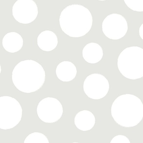 Wonky Polka Dots, White On Gray - Large Scale