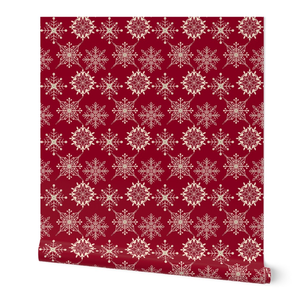  (M) Snowflakes - cranberry red