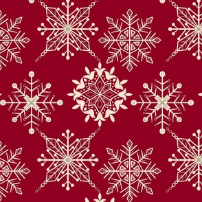  (M) Snowflakes - cranberry red