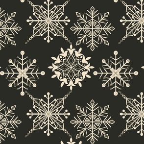(M) Snowflakes - soft black