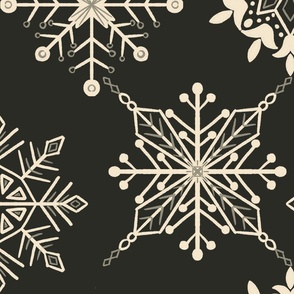 (L) Snowflakes - soft black