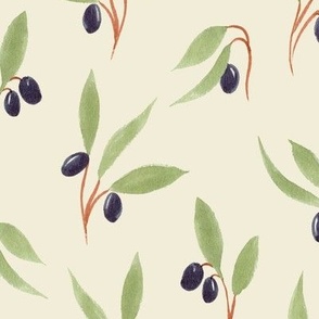 Hand Drawn Olives cream large