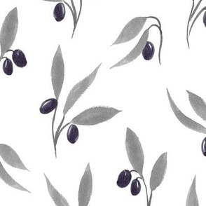 Hand Drawn Olives tonal gray large