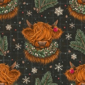 Small Highland Cows | Farm Country Christmas | Cottagecore | Natural Christmas