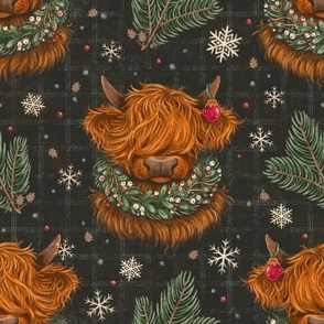 Large Highland Cows | Farm Country Christmas | Cottagecore | Natural Christmas