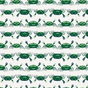 Small - Cute Crabs Crawling on the Beach - Emerald Green - Navy - Celadon Green