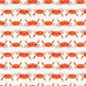 Small - Cute Crabs Crawling on the Beach - Scarlet Red - Tangerine - Bright Orange