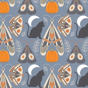 Moody Cottagecore Halloween  Moths, Moon, Cats, and Pumpkins