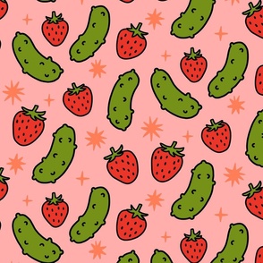 Girl Dinner - Pickles and Strawberries