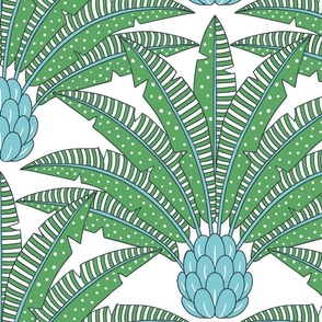 festive palm fan/green and aqua/jumbo