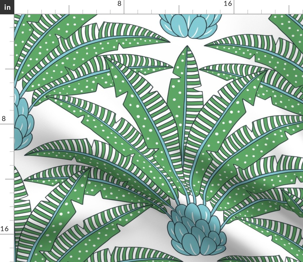 festive palm fan/green and aqua/jumbo