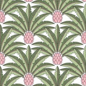 Festive palm fan/tickled pink and margarita green/large