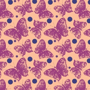 Fluttering-dots-Peach-Violet-butterflies