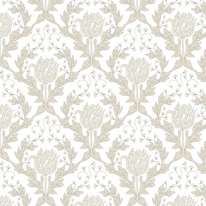 Gold luxury upholstery. Beige floral classic luxury damask.