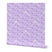 12” Lilac and Lavender Retro Florals Diamond Tile - Medium