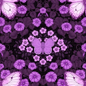 Butterflies and flowers symmetry, violet and purple