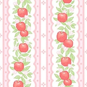 Pink Apples Scalloped Stripe Back to School, First Day of School, Kindergarten, PF156i