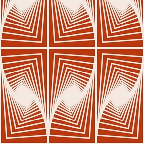 (L ) modern art deco geometric in red/cream colors