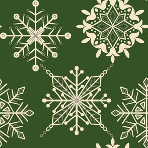 (L) Snowflakes - evergreen