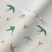 Minimalist Swallow Birds - Copper Emerald Teal- new farmhouse interiors