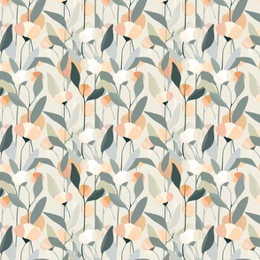 Modern Pastel Botanicals - Contemporary Floral Fabric Design