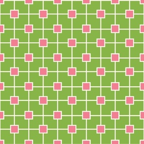 (S) Classic Trellis, Lattice, English Country Garden Lime Green, Pink and Off White