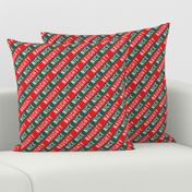 Naughty / Nice stripes - dark green and red - Christmas / Holiday  (45)- C24