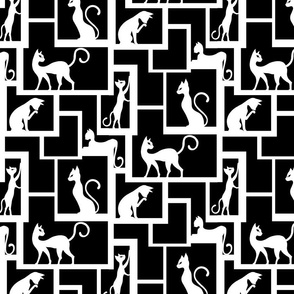 Glamour Cats Wall - Black and White Small