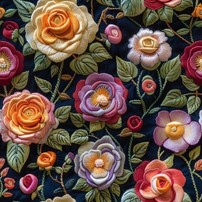 Embroidered Rose Garden