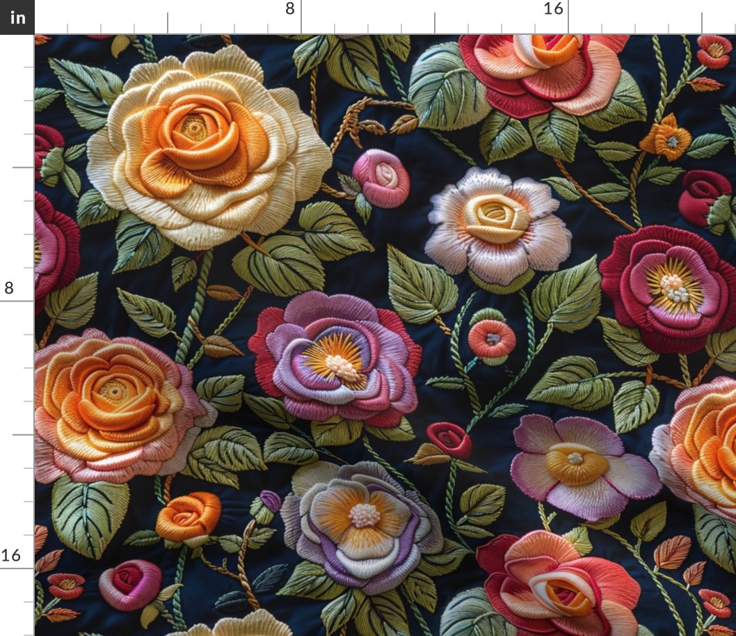 Embroidered Rose Garden