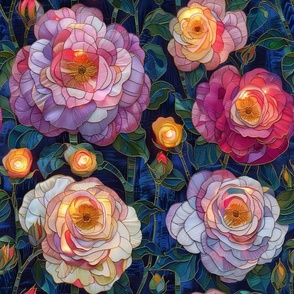 Pretty Pink and Yellow Fabric Roses