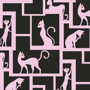 Glamour Cats Wall - Black and Pink Medium