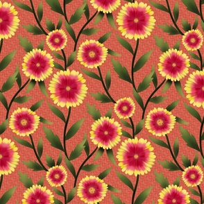Summer Gaillardia Flower Pattern (Orange) - 24 inch