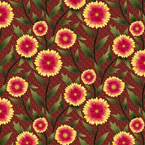 Summer Gaillardia Flower Pattern (burgundy) - 24 inch