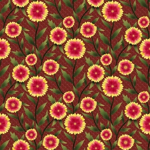 Summer Gaillardia Flower Pattern (burgundy) - 18 inch
