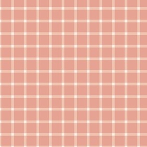 Grid Gingham Off White And Saturated Pink Check