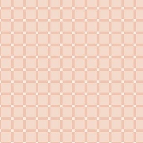 Grid Gingham Off White And Soft Peach Pink Check