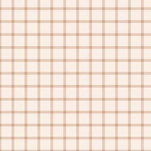 Grid Gingham Off White And Warm Beige Check