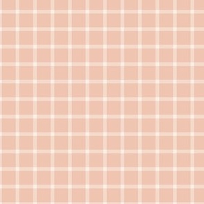 Grid Gingham Off White And Warm Soft Pink Check