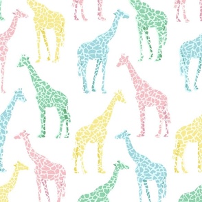 Giraffe - Larger - In Retro Pastels On Crisp White