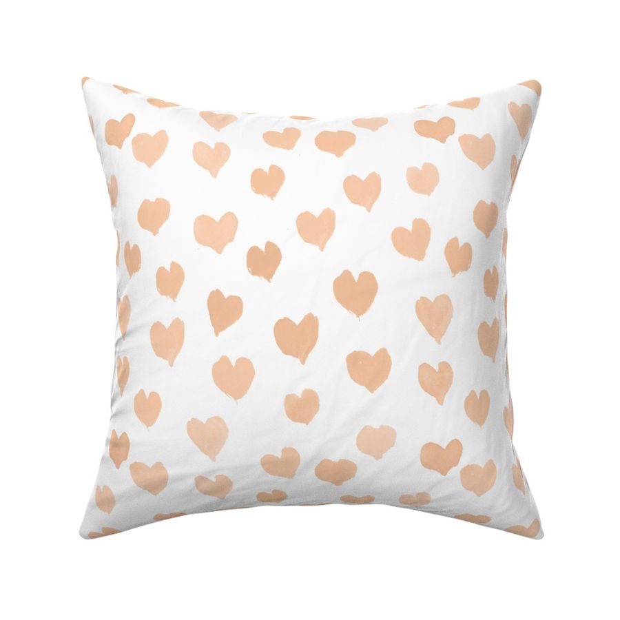 Hearts - all over- pale peach - painterly