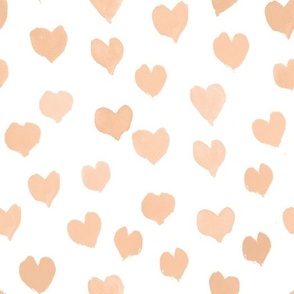 Hearts - all over- pale peach - painterly