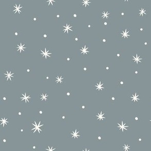Natural Christmas - Snowflakes on a dusty blue background